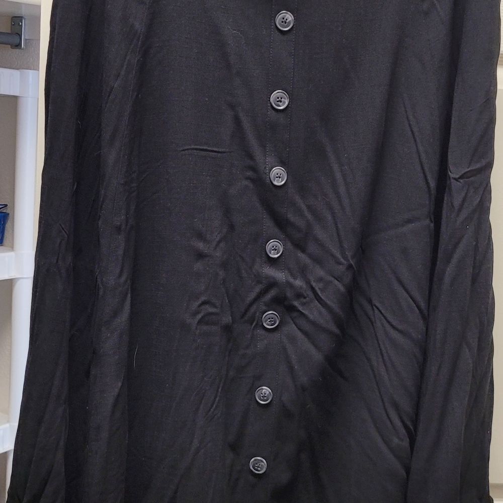 Black Button Midi Skirt